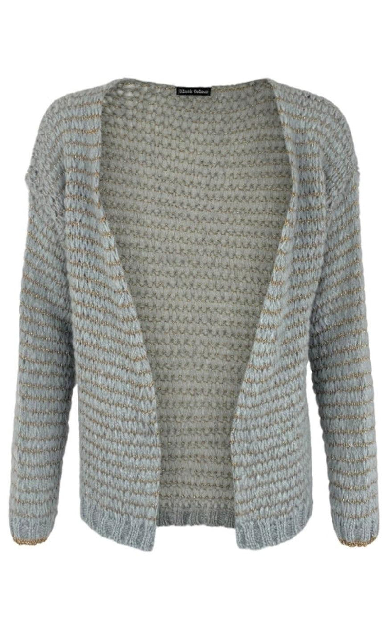 Black Colour Cardigan - Safi Knit - Grey