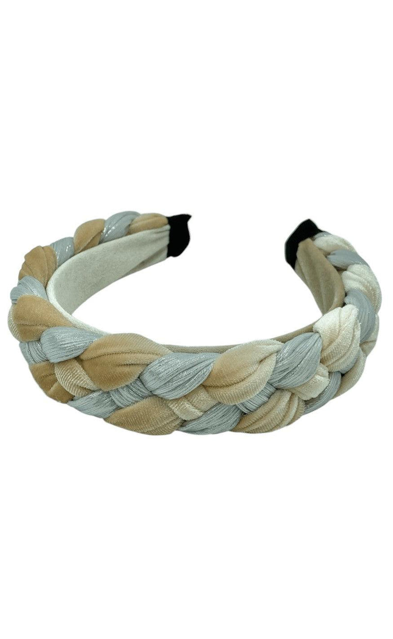 Black Colour Hårbånd - Rome Braided - Beige Silver