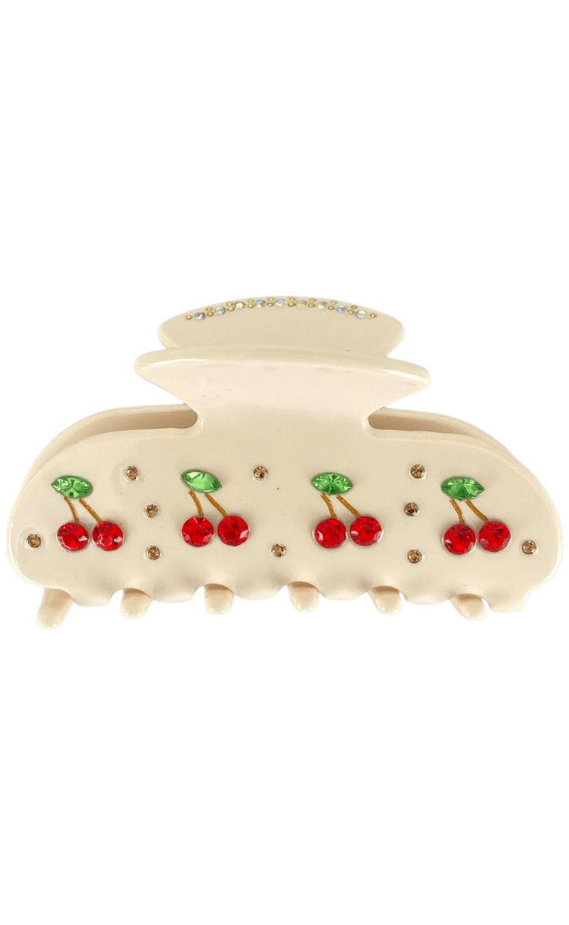 Black Colour Hårklemme - Cherry Rhinestone - Beige