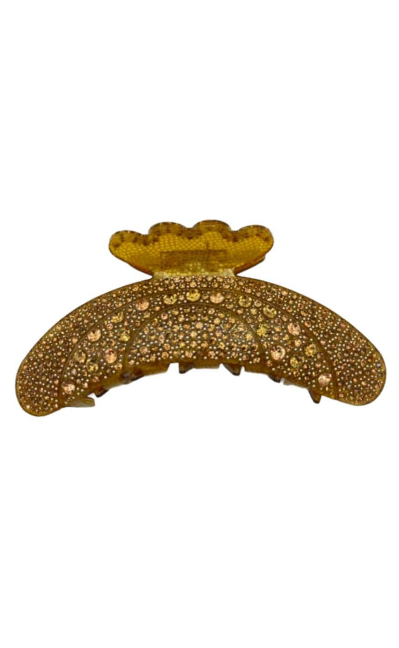Black Colour Hårklemme - Diamond Big Rhinestone - Camel