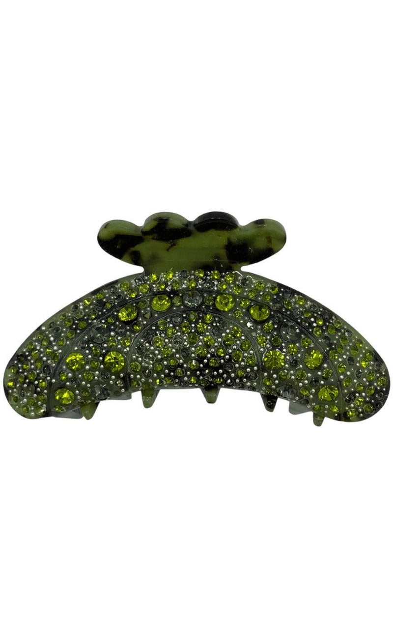 Black Colour Hårklemme - Premium Rhinestone - Army Leo