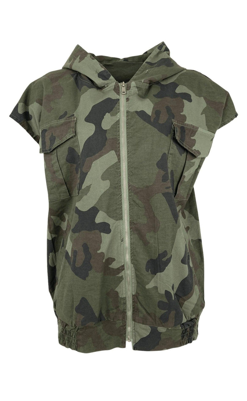 Black Colour Hoodie Vest - Davis - Camouflage