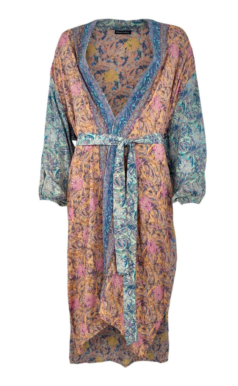 Black Colour Kimono - Luna Long - Pastel Mix