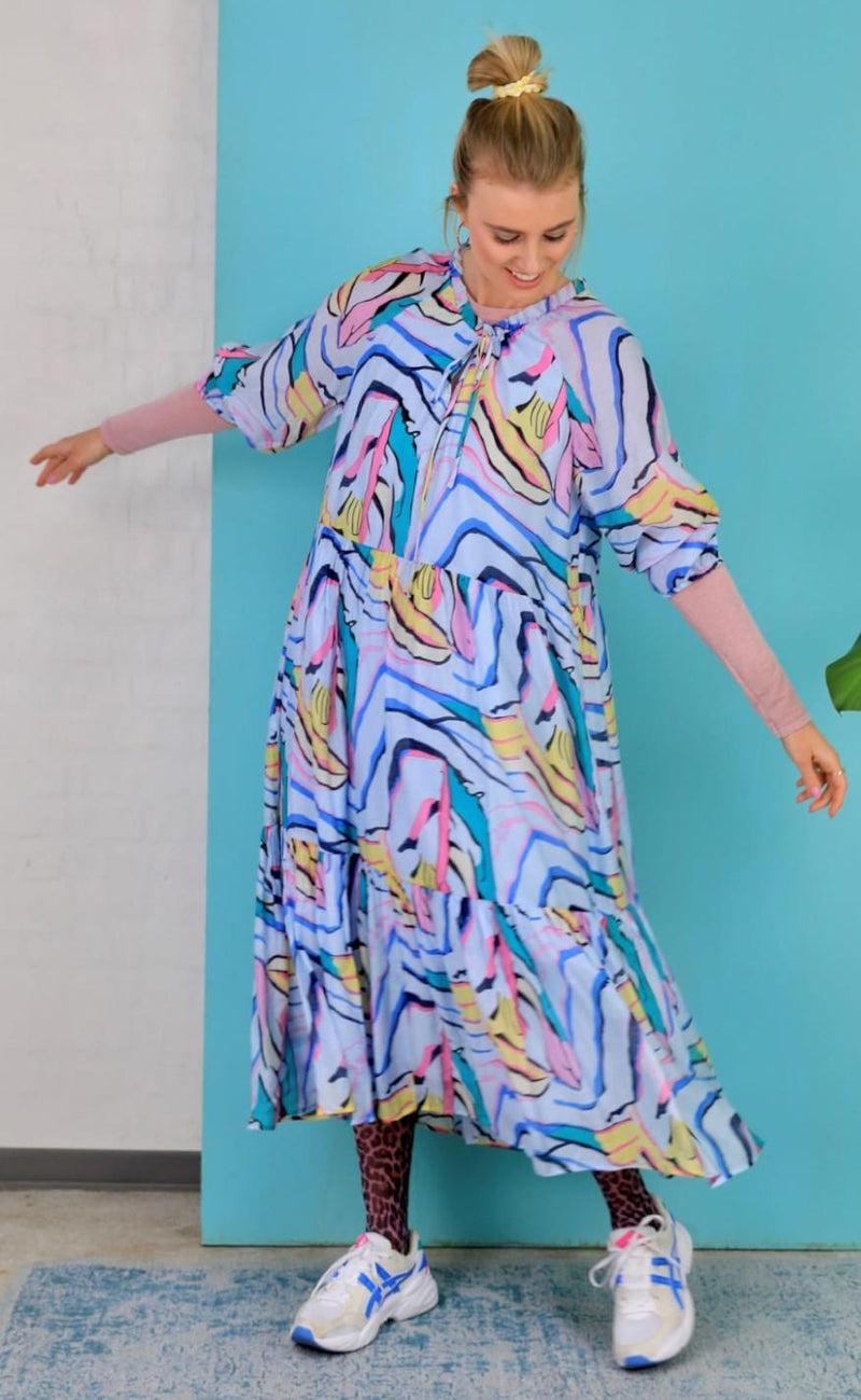 Black Colour Kjole - Abella Graphic Boho - Blue Graphic
