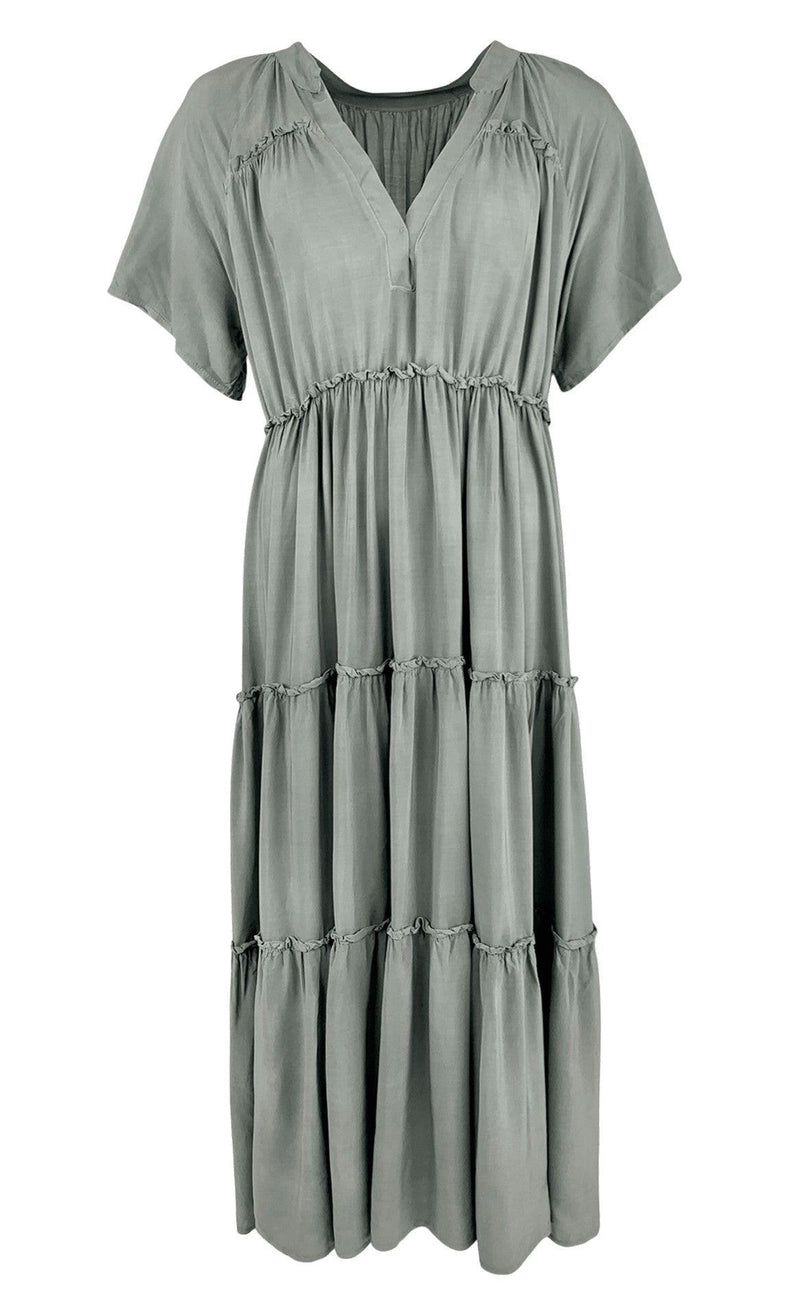 Black Colour Kjole - Ada Maxi Boho - Olive
