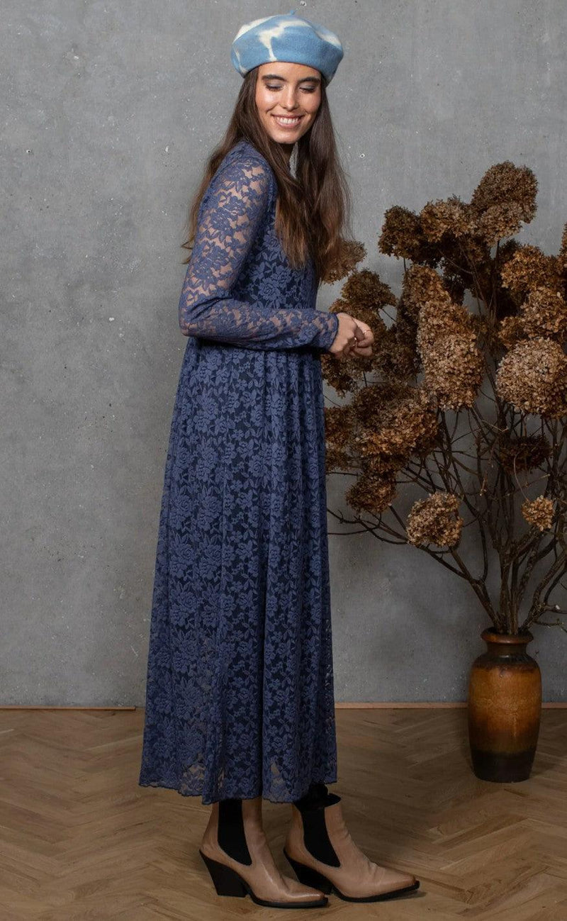 Black Colour Kjole - Eloise Lace - Blue