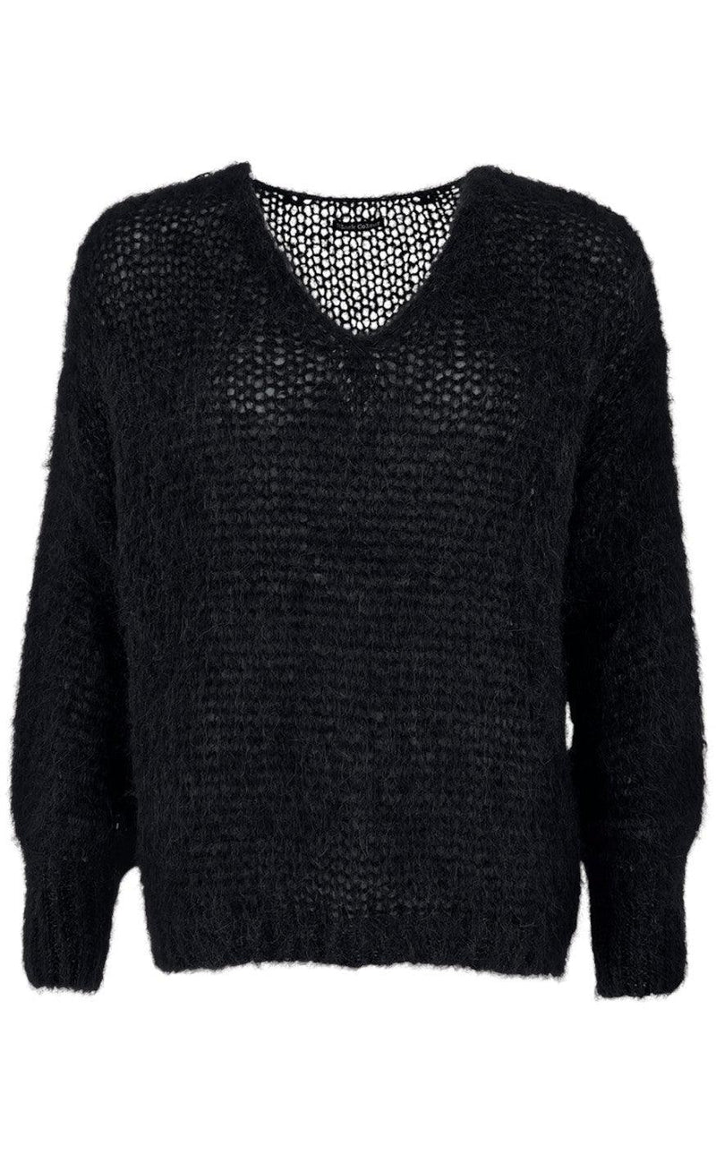 Black Colour Knitted Jumper - Simona - Black