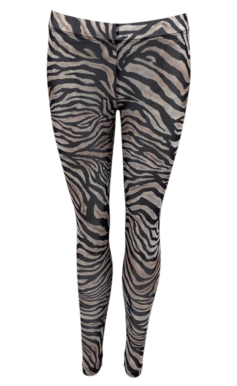 Black Colour Leggings - Annie Mesh - Zebra