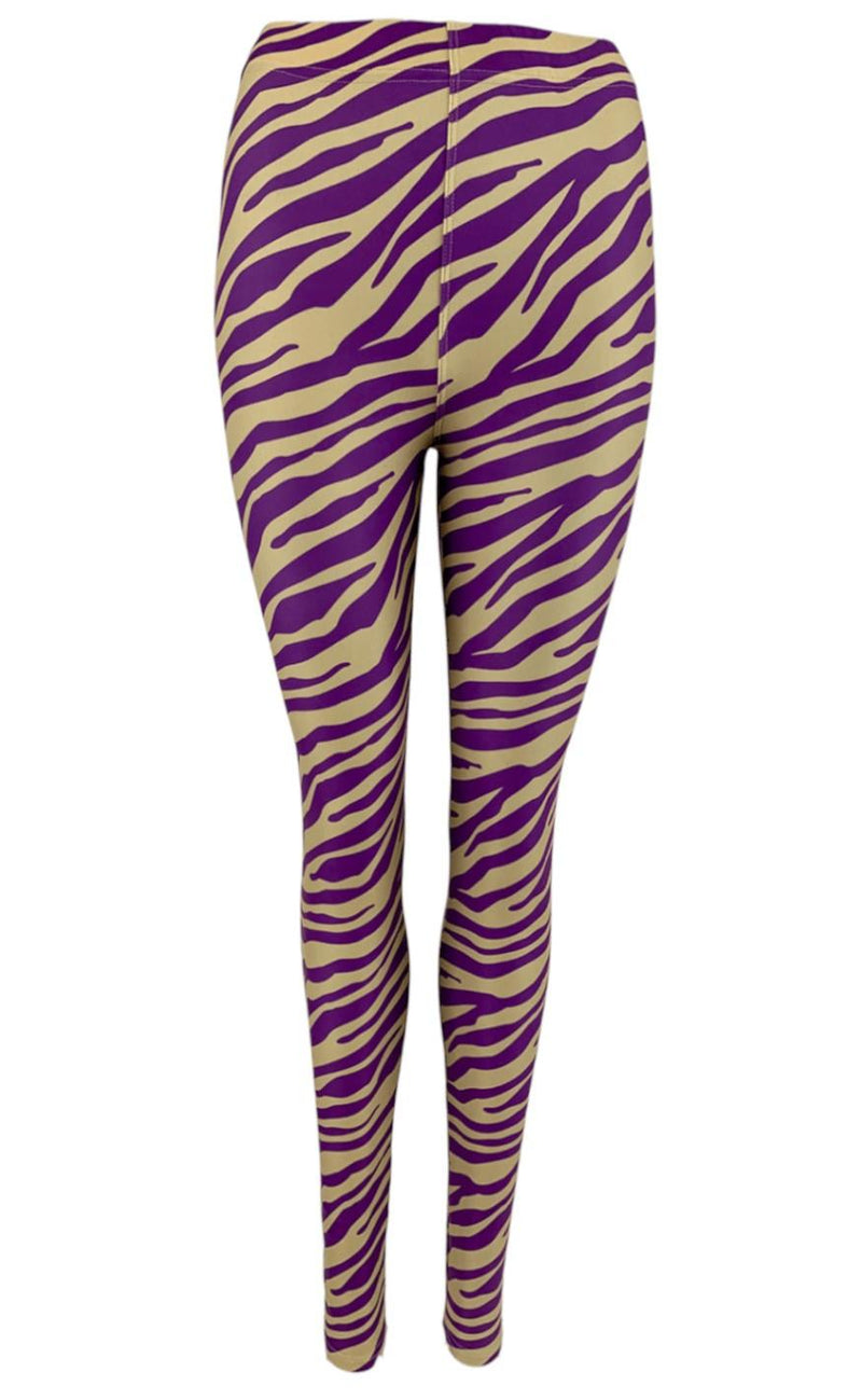 Black Colour Leggings - Zen Zebra - Purple