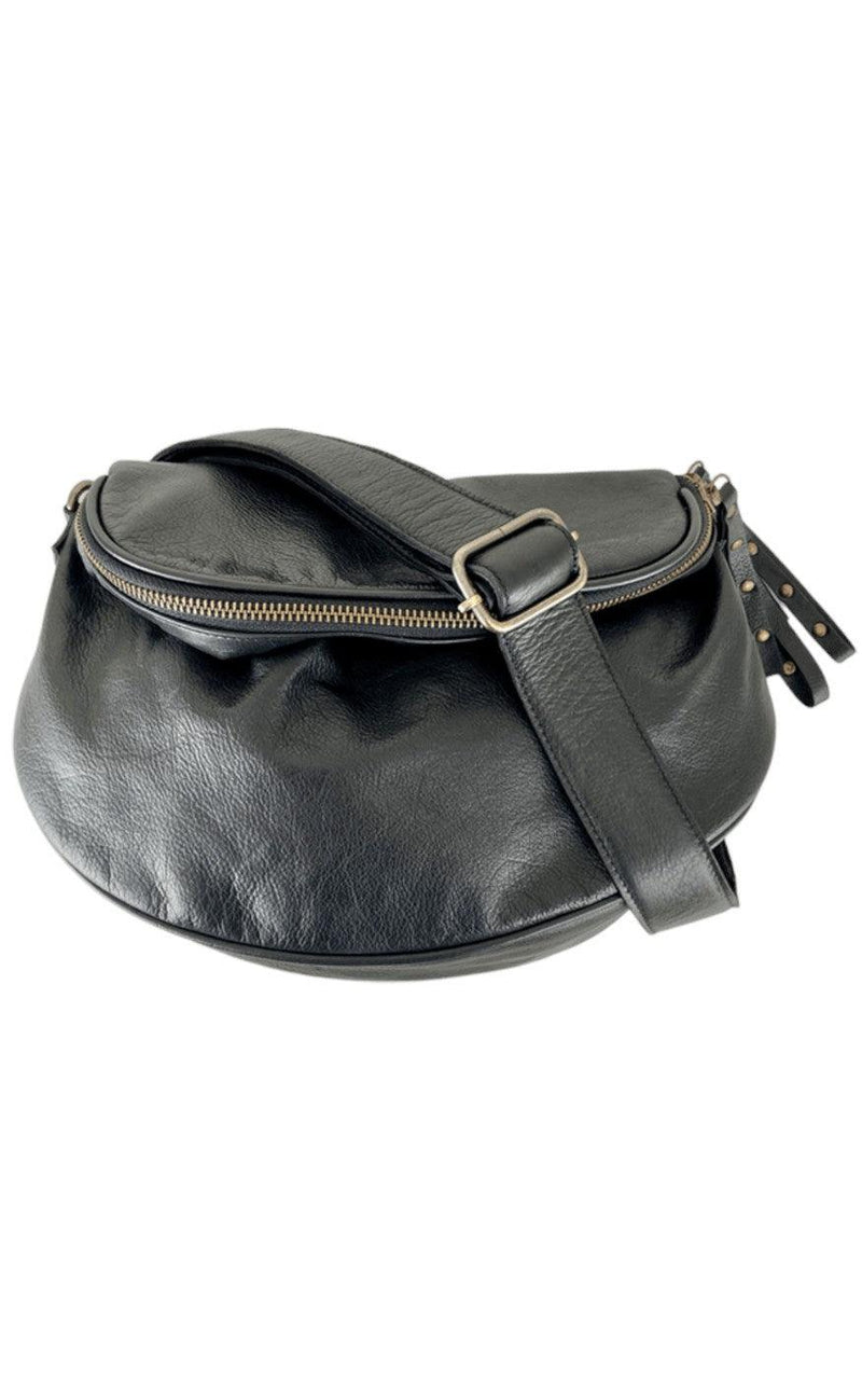 Black Colour Taske - Della Baggy Leather - Black