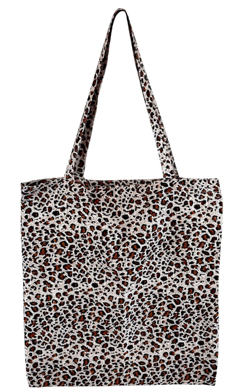 Black Colour Taske / Shopper - Lulu Cotton - Brown Leopard