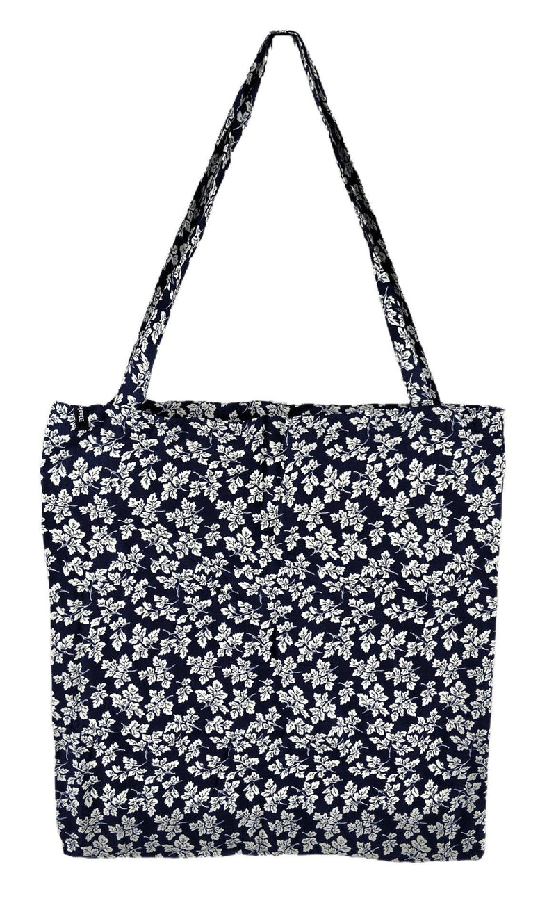 Black Colour Taske / Shopper - Lulu - Navy Leaf