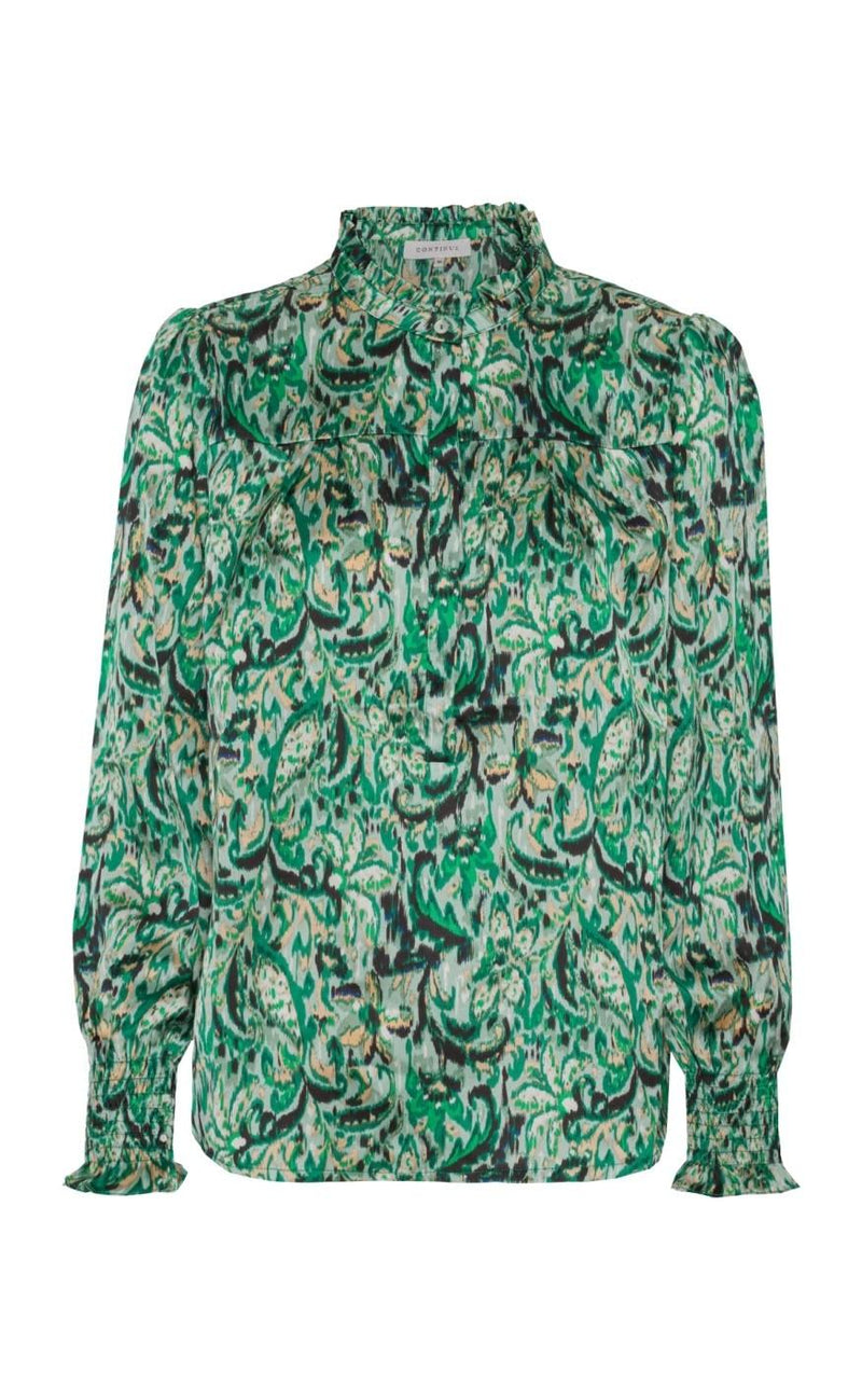Continue Bluse - Asta - Green Paisly