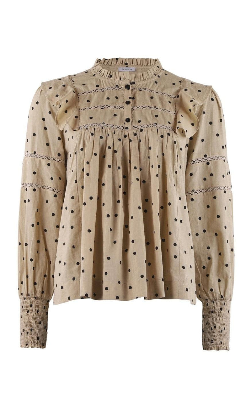 Continue Bluse - Joey - Sand with Black Dot