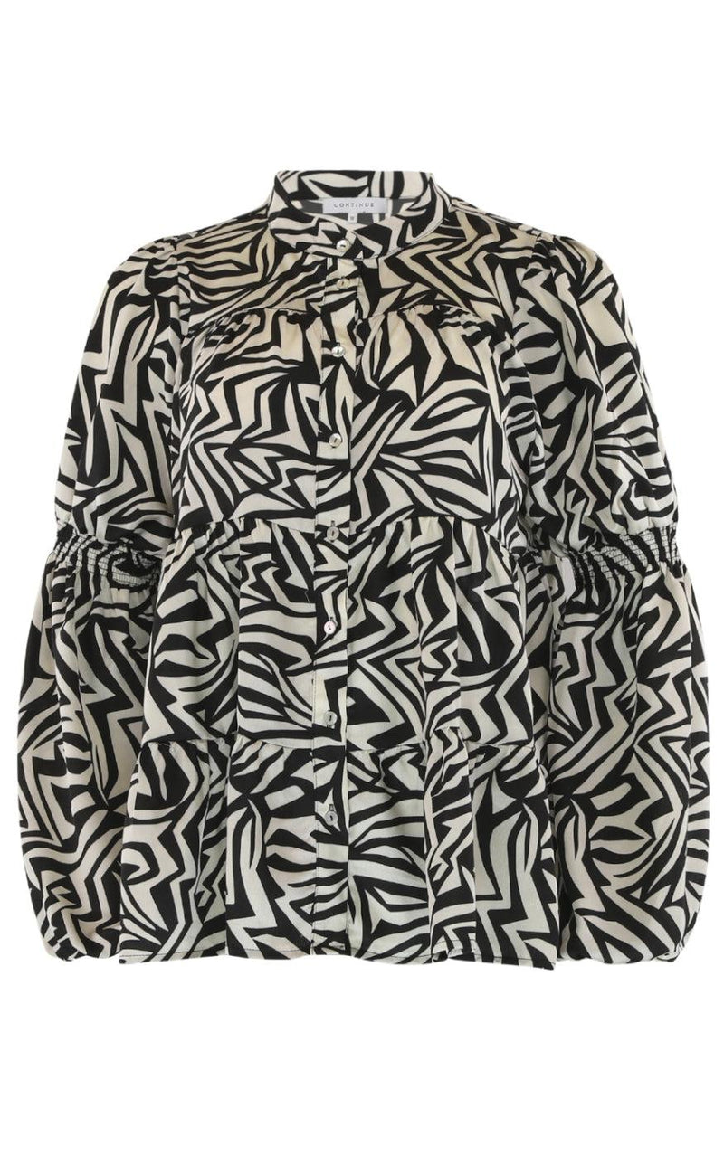 Continue Bluse - Sanna - Black/Offwhite
