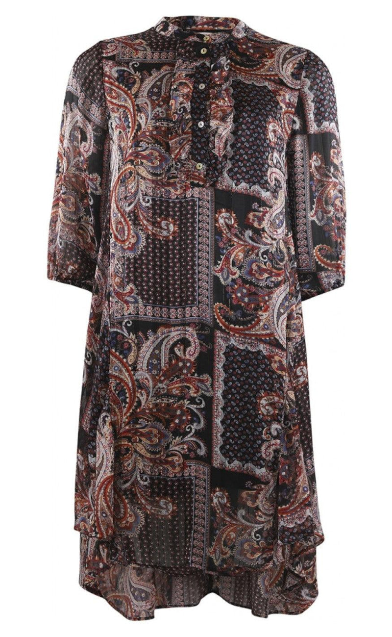 Continue Kjole - Perle Long Paisley - Black Paisley