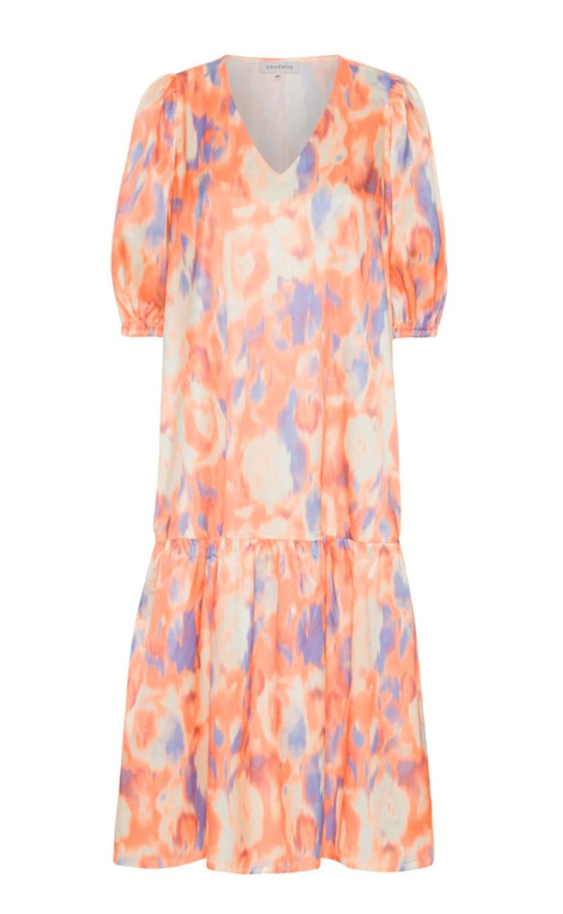 Continue Kjole - Thyra - Orange/Blue Flower