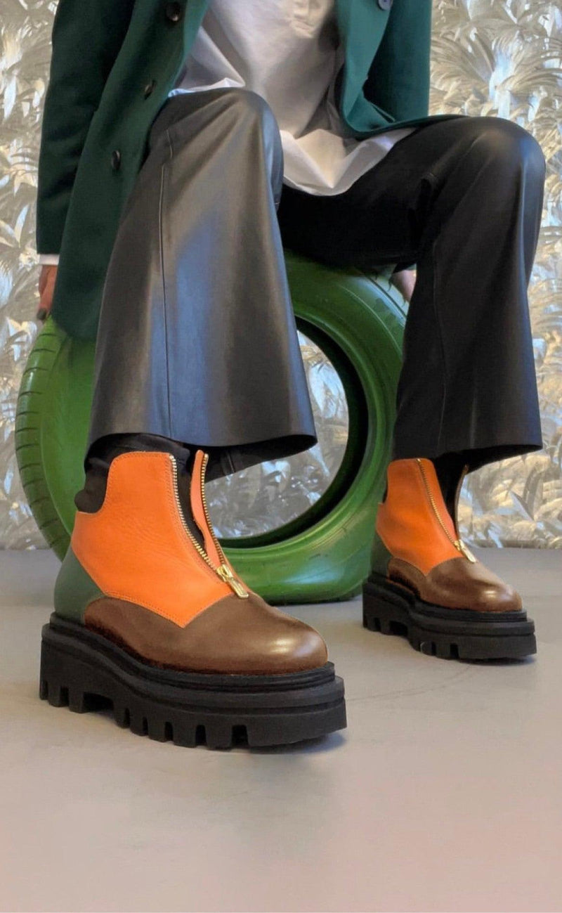 Copenhagen Shoes By Josefine Valentin Støvler - Cosy Chunky - Brown/Orange