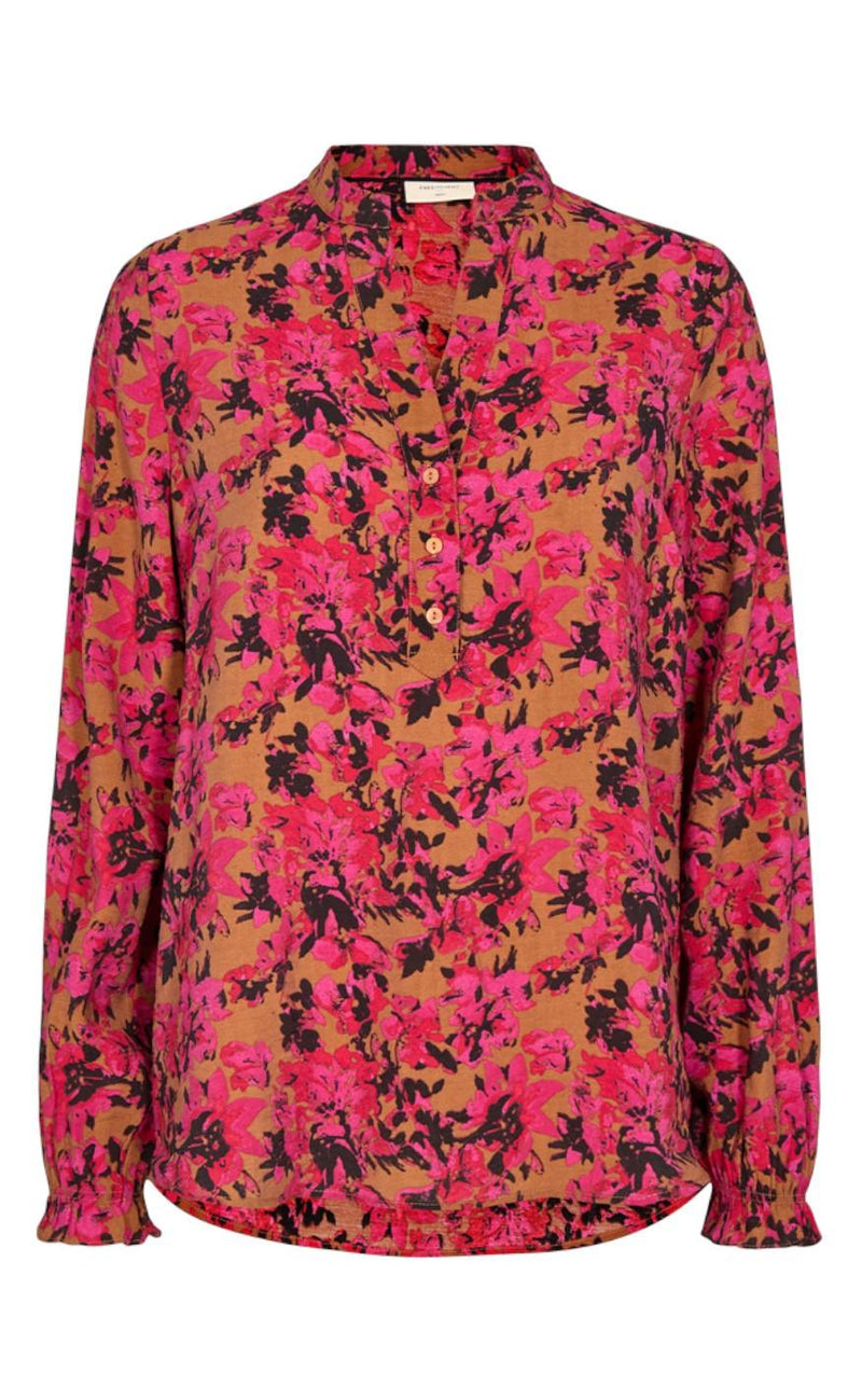 Freequent Bluse - Adriane - Cerise With Black