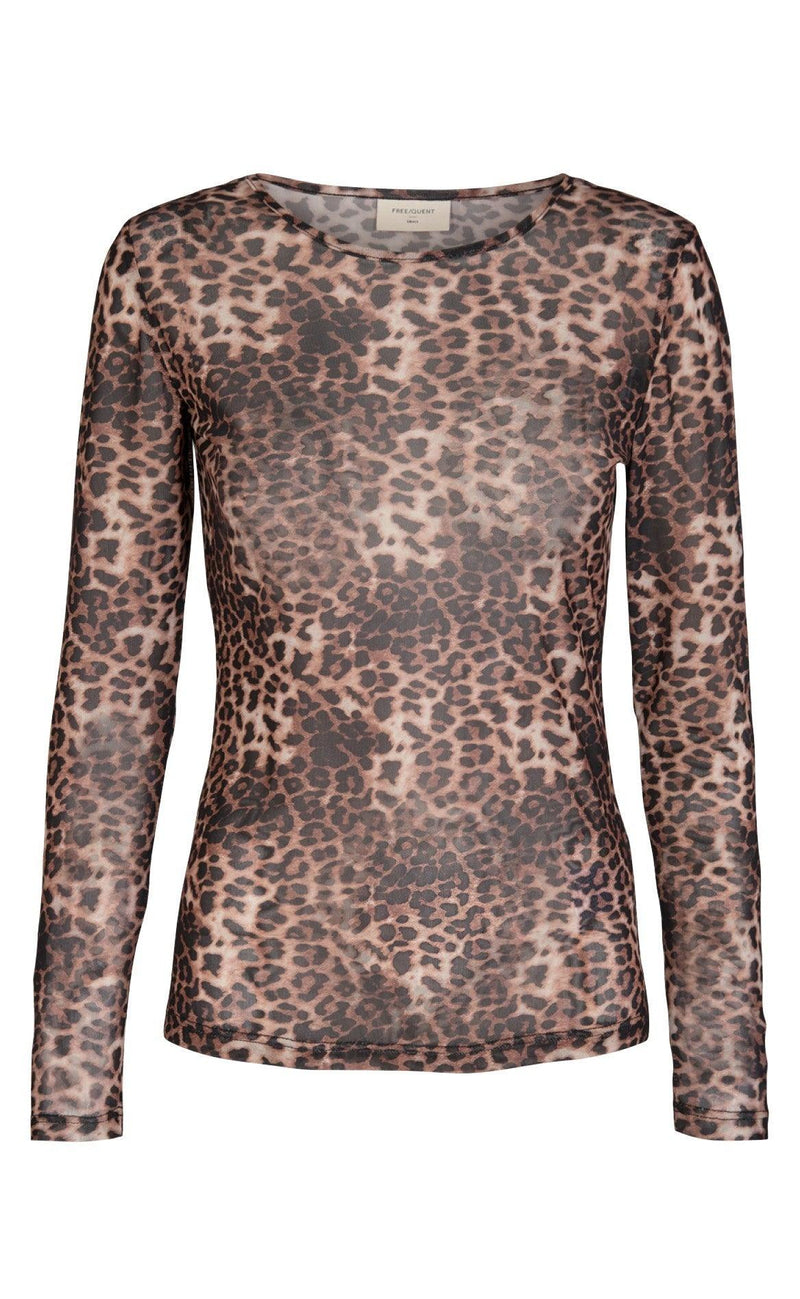 Freequent Bluse - Vally - Brown Leo Print