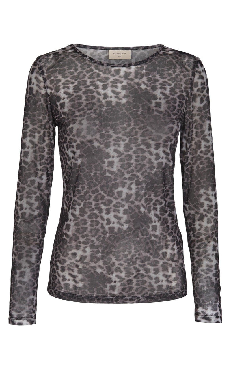 Freequent Bluse - Vally - Grey Leo Print