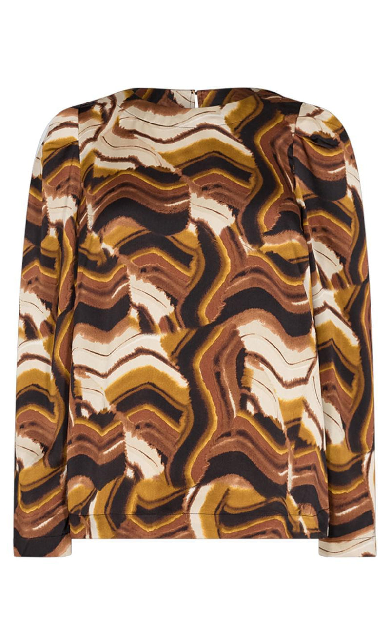 Freequent Bluse - Wish - Black With Amber Green