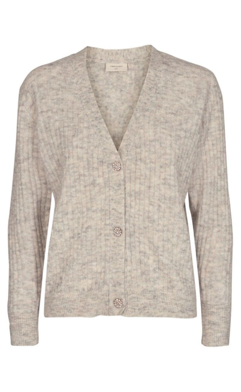 Freequent Cardigan - Hilla Diamond - Silver Mink Melange