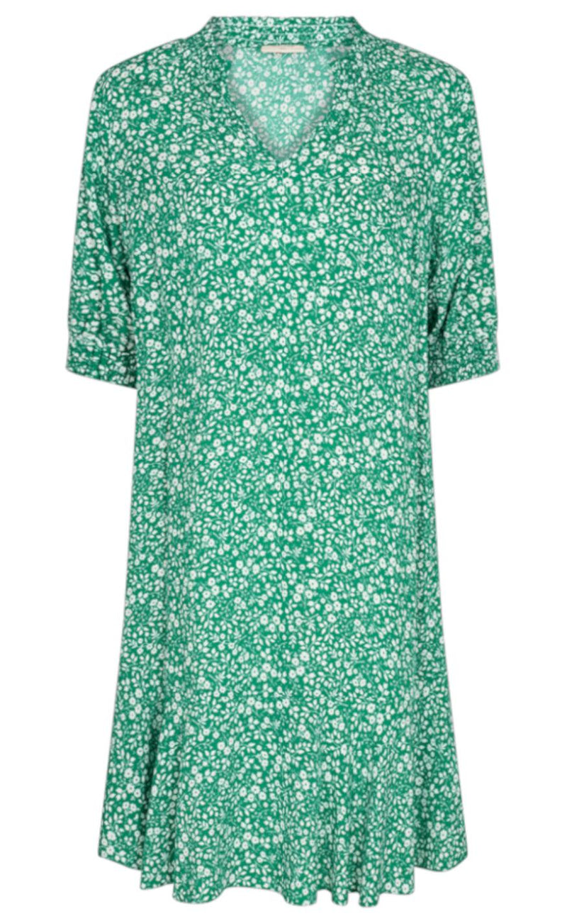 Freequent Kjole - Adney - Pepper Green W. Off White