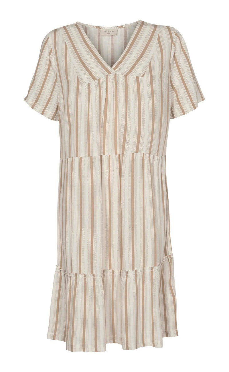 Freequent Kjole - Dea Stripe - Beige Sand As Cut