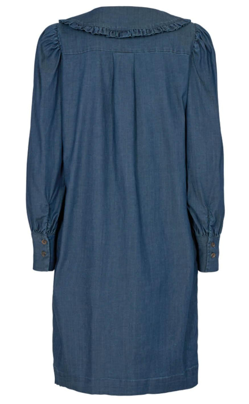 Freequent Kjole - Fia Collar - Medium Blue