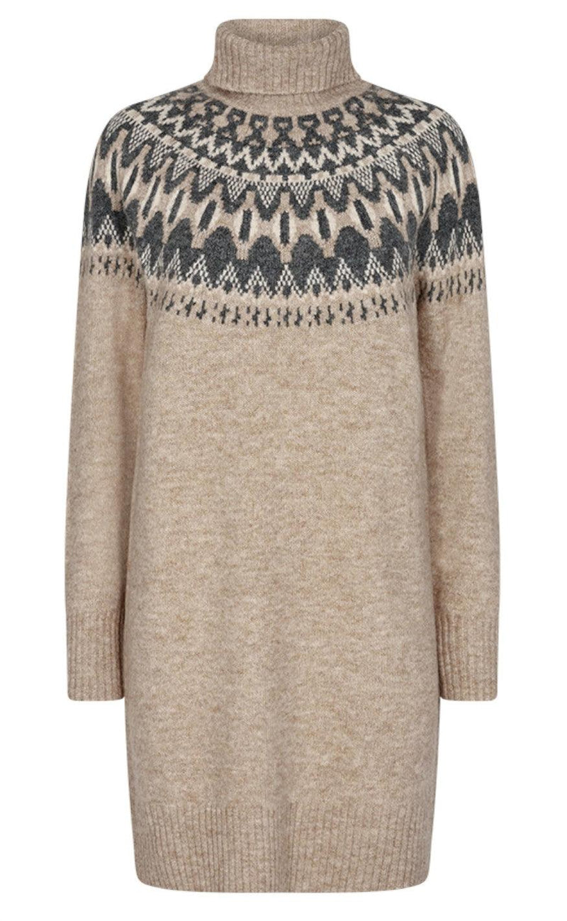 Freequent Kjole - Merla - Silver Mink With Dark Grey