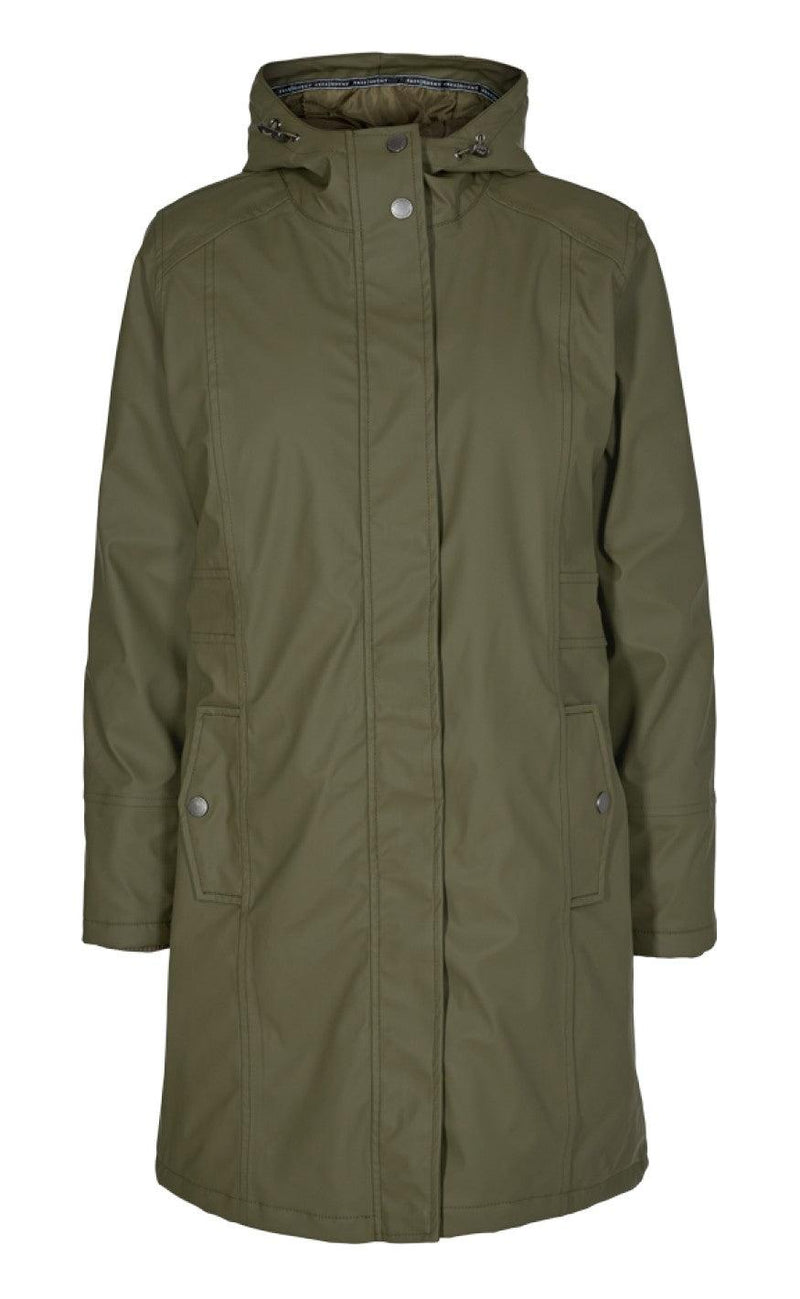 Freequent Regnjakke - Waist - Olive Night
