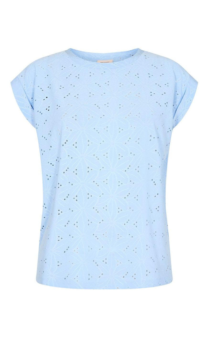 Freequent T-shirt - Blond Flower - Chambray Blue