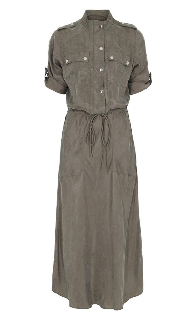 Gustav kjole - Britney Long Bias Cut - Dried Green