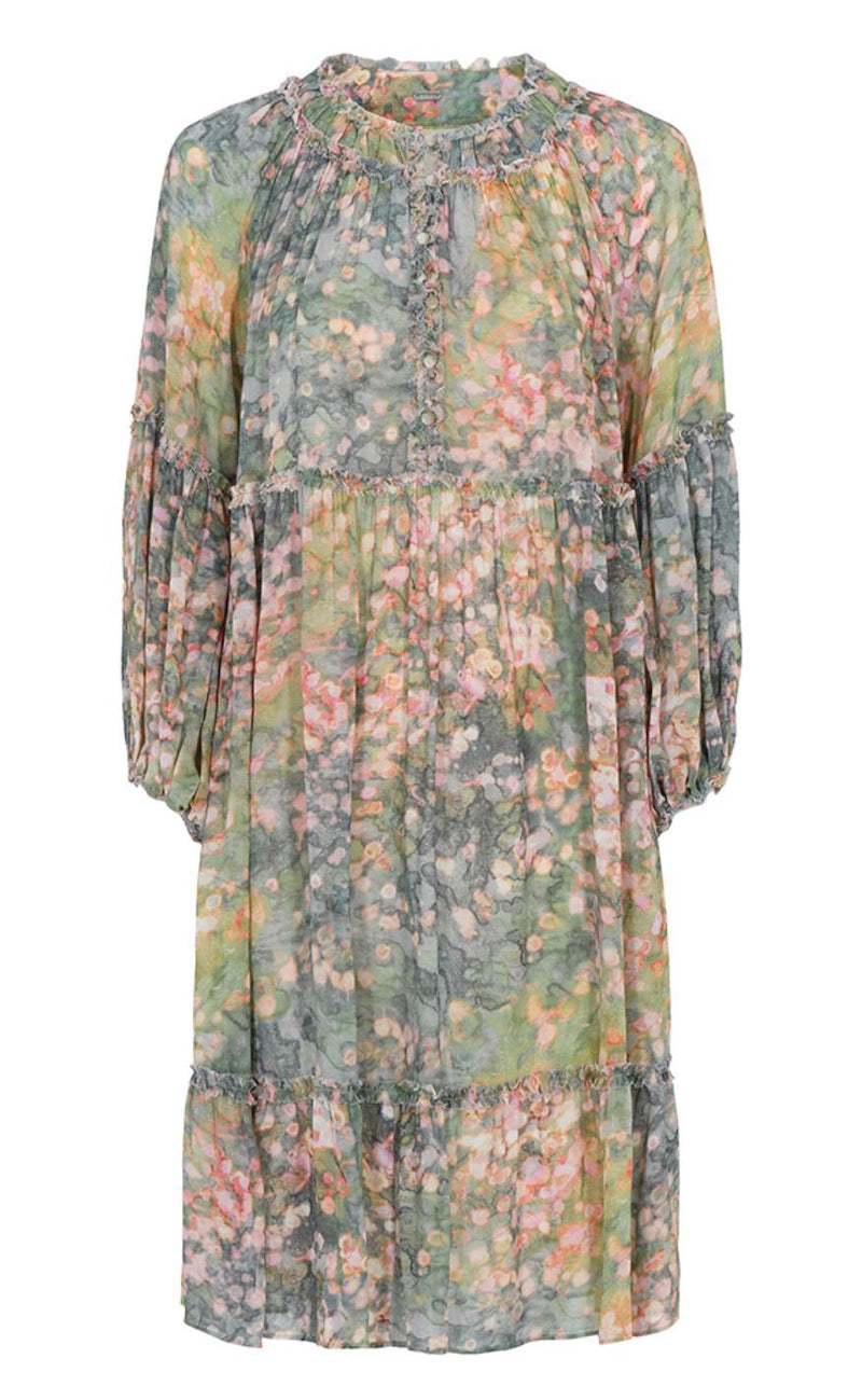 Gustav kjole - Joy Chiffon - Green / Rose
