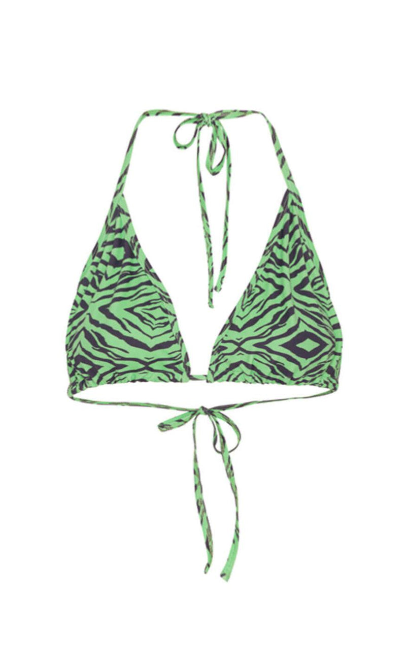 Hunkøn Bikini Overdel - Lilly - Green Tiger Art Print