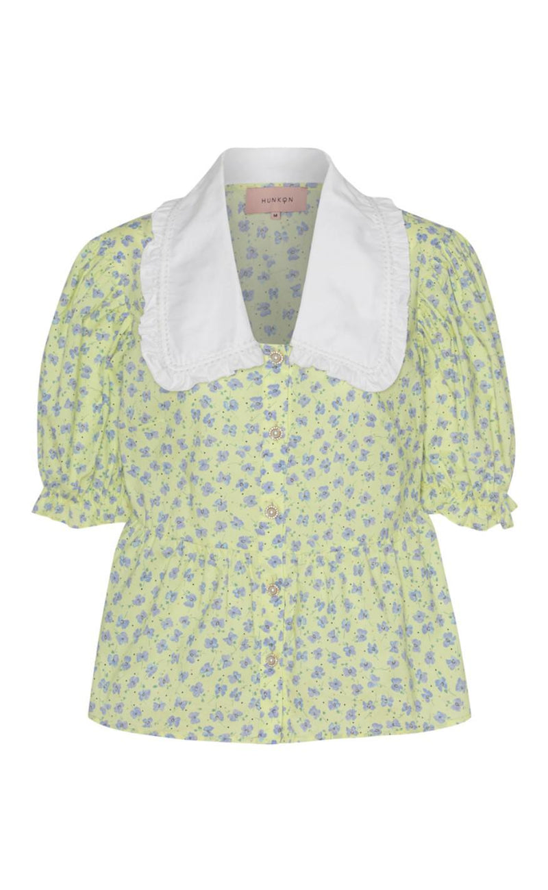 Hunkøn Bluse - Cecilia - Yellow Floral