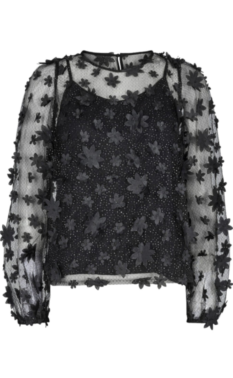 Liberte Bluse - Lamilla - Black Glitter Flower