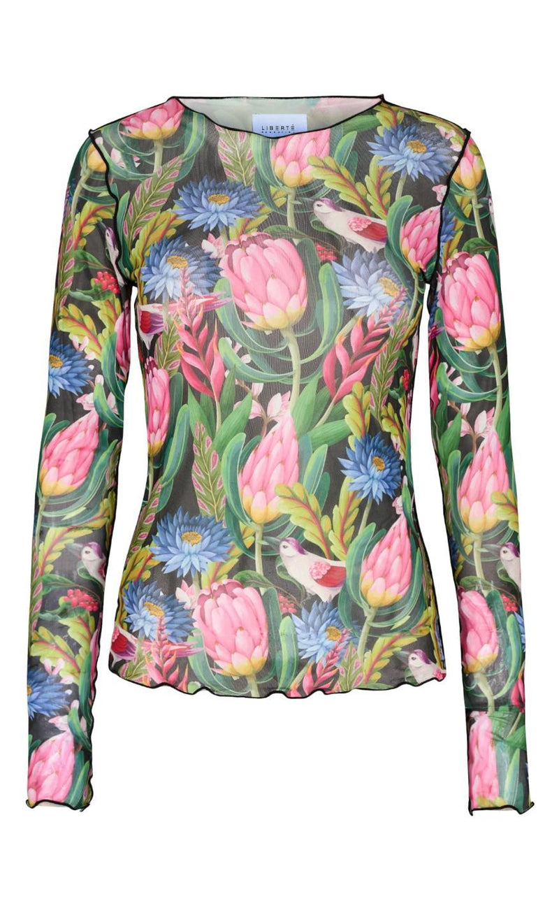 Liberte Bluse - Mesh - Flower Bird Black