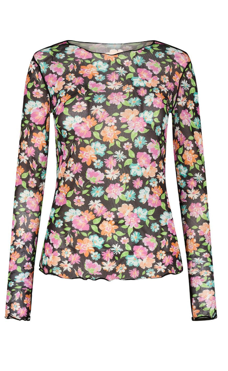 Liberte Bluse - Mesh - Mint Orange Flowers