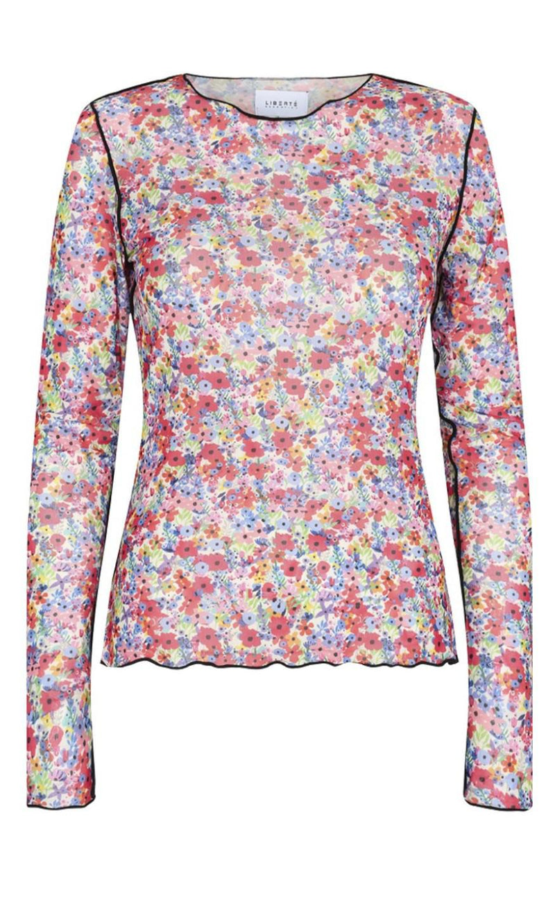 Liberte Bluse - Mesh - Red Flowers