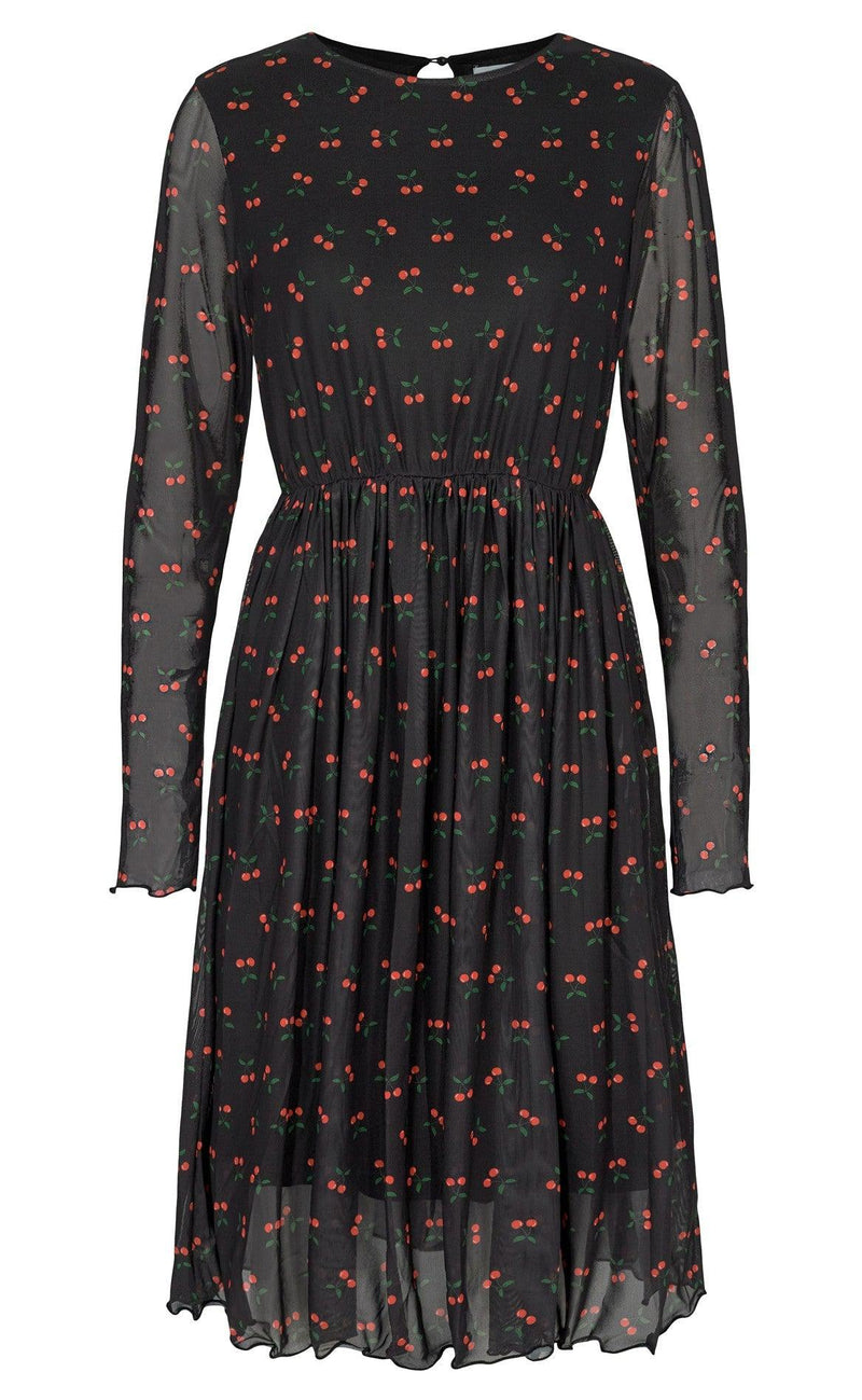 Liberte Kjole - Mesh Frill - Black Cherry