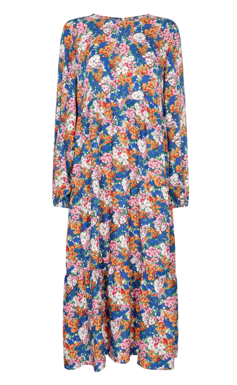 Liberte Kjole - Sanna - Blue Orange Flower