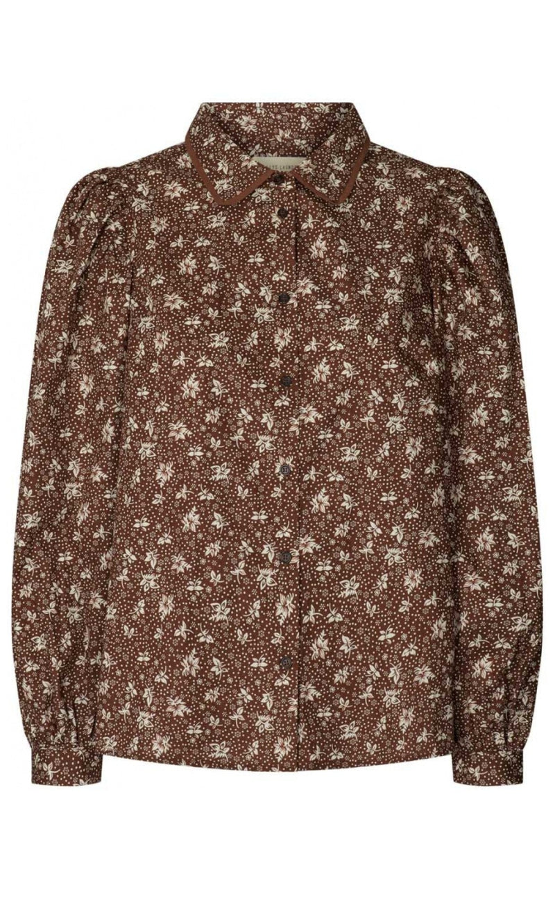 Lollys Laundry Skjorte - Diddie - Flower Print brown