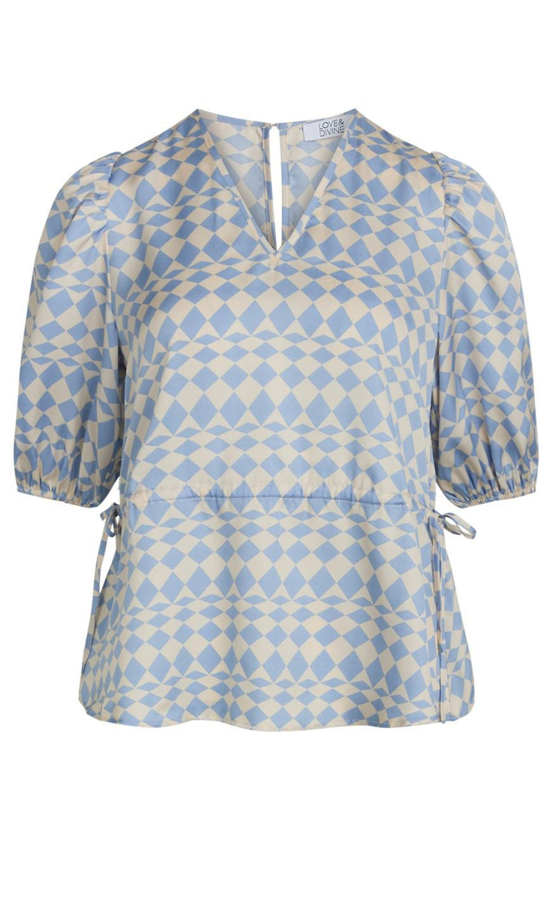 Love & Divine Bluse - Love824 - Sky Blue Graphic