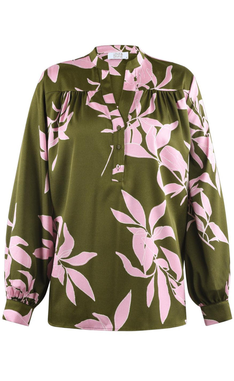 Love & Divine Bluse - Love867-3 - Green/Rose
