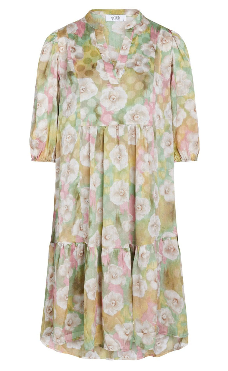 Love & Divine Kjole - Love460-3 - Green Flower