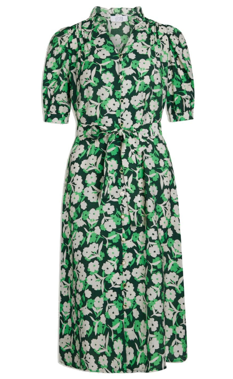 Love & Divine Kjole - Love627-9 - Green Flower