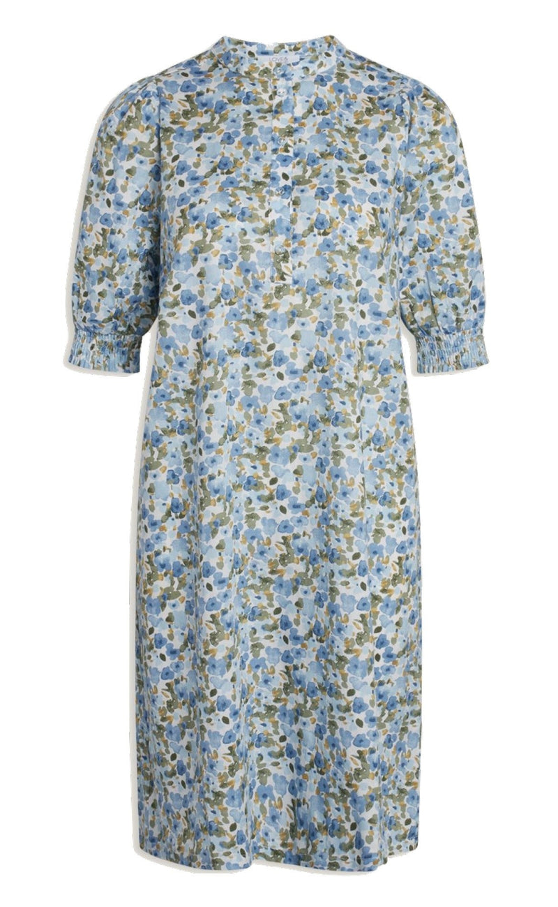 Love & Divine Kjole - Love649 - Blue/Khaki Flower