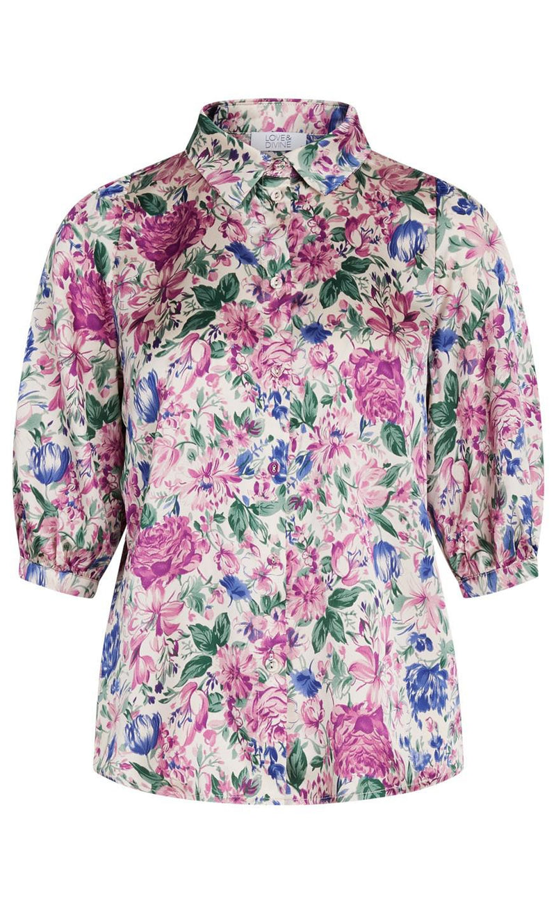 Love & Divine Skjorte - Love789-1 - Multi Flower
